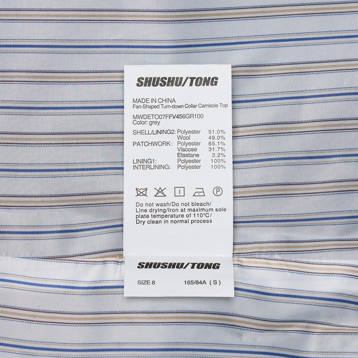 Club21 - SHUSHU/TONG - Fan-Shaped Turn-Down Collar Top - WOVEN TOPS - Grey