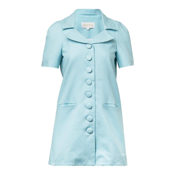 Club21 - SHUSHU/TONG - Lapel Short Sleeve Dress - WOVEN DRESSES - Light Blue