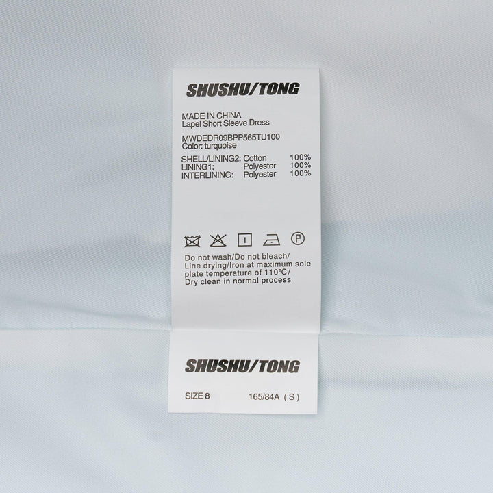 Club21 - SHUSHU/TONG - Lapel Short Sleeve Dress - WOVEN DRESSES - Light Blue