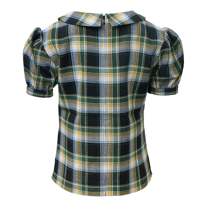 Club21 - SHUSHU/TONG - Notched Lapel Puff Sleeve Top - WOVEN TOPS - Checks