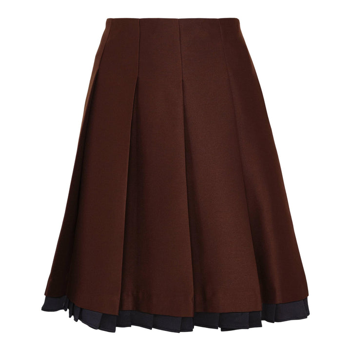 Club21 - SHUSHU/TONG - Patchwork Lace Wide Pleat Skirt - SKIRTS - Brown