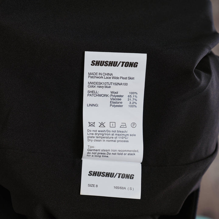 Club21 - SHUSHU/TONG - Patchwork Lace Wide Pleat Skirt - SKIRTS - Navy