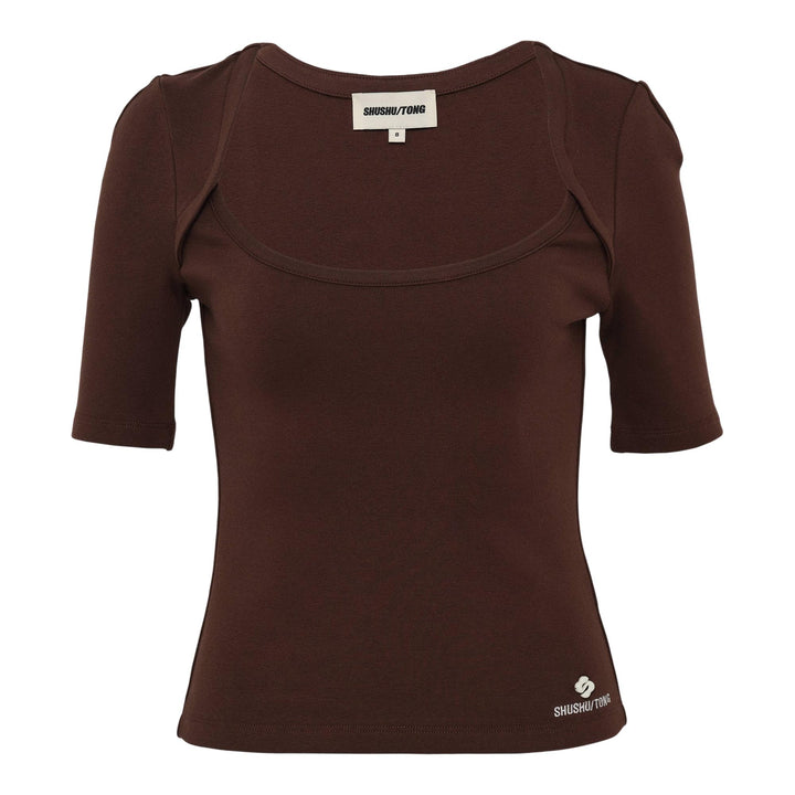 Club21 - SHUSHU/TONG - Raglan Round Neck T-Shirt - KNIT TOPS - Brown