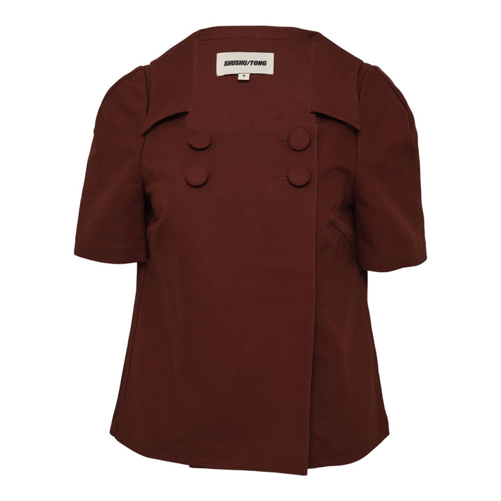 Club21 - SHUSHU/TONG - Stiff Cotton Button-Up Top - BLOUSES - Brown