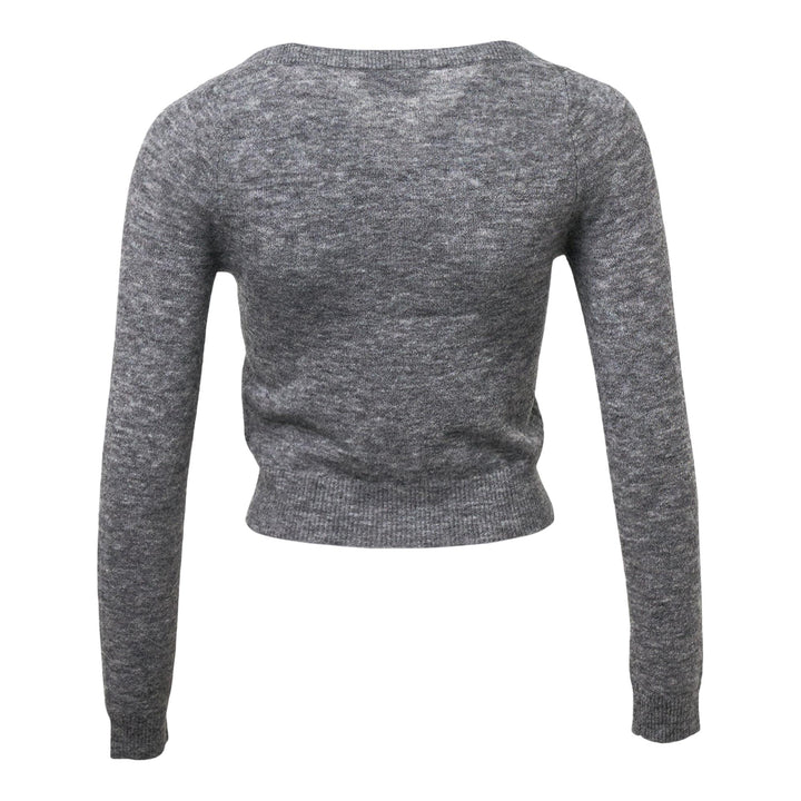 Club21 - SHUSHU/TONG - Wide Round Neck Fitted Cardigan - CARDIGANS - Grey