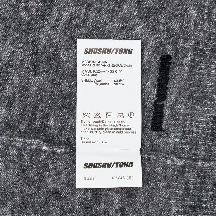Club21 - SHUSHU/TONG - Wide Round Neck Fitted Cardigan - CARDIGANS - Grey