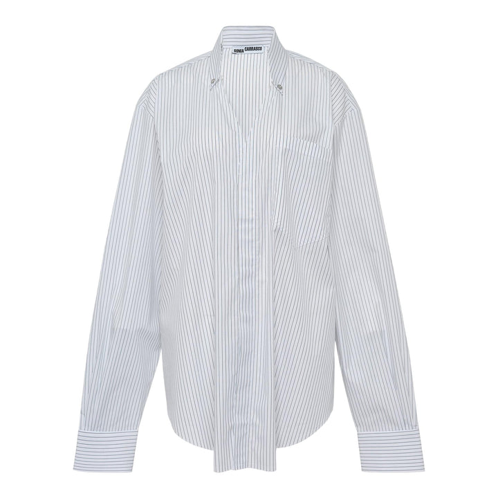 Club21 - SONIA CARRASCO - Cut Collar Shirt Pinstripe - BLOUSES - White
