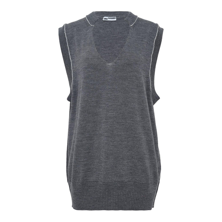 Club21 - SONIA CARRASCO - Knit Cut Collar Vest - VESTS - Grey