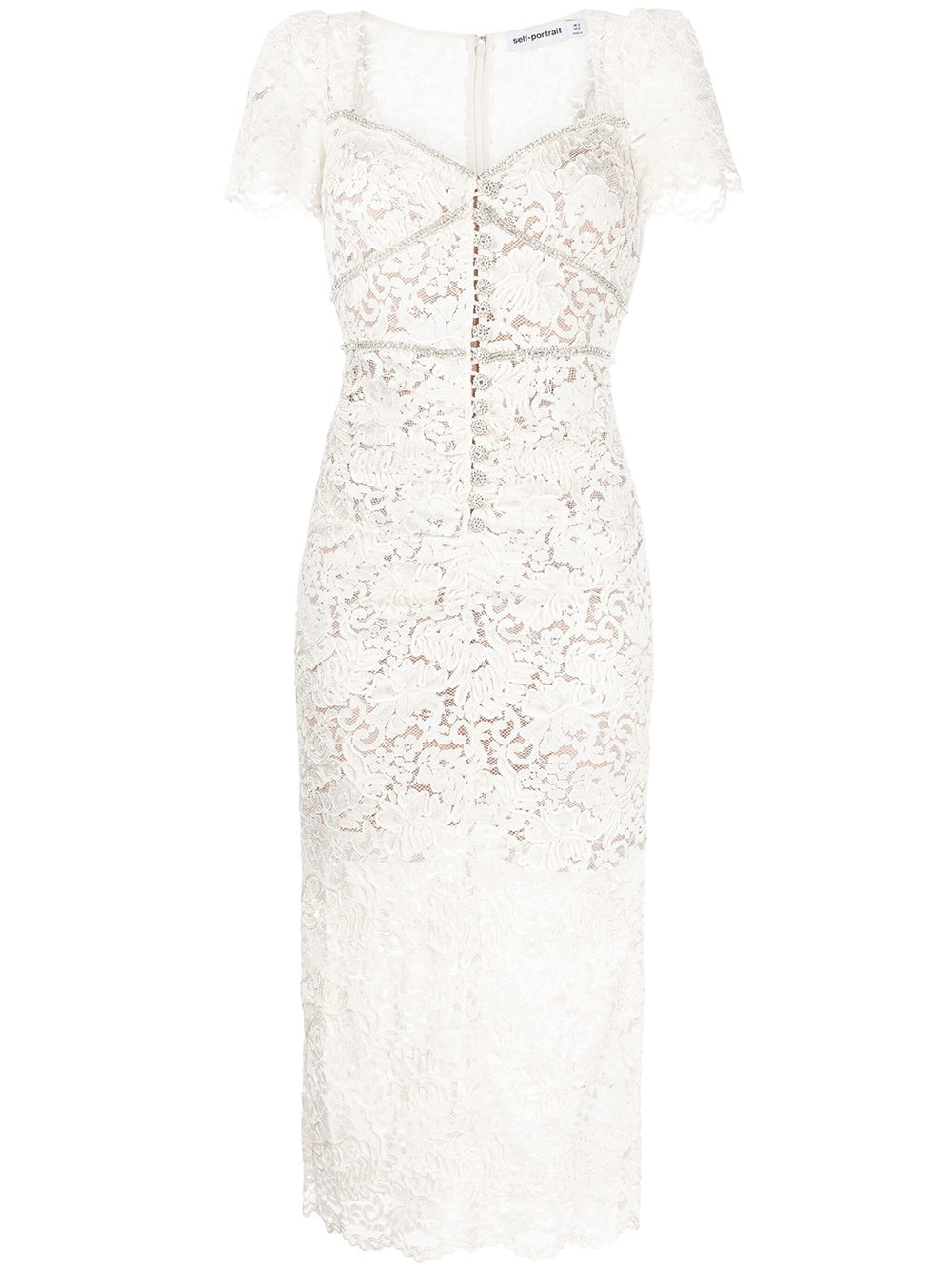 Cream Cord Lace Midi Dress