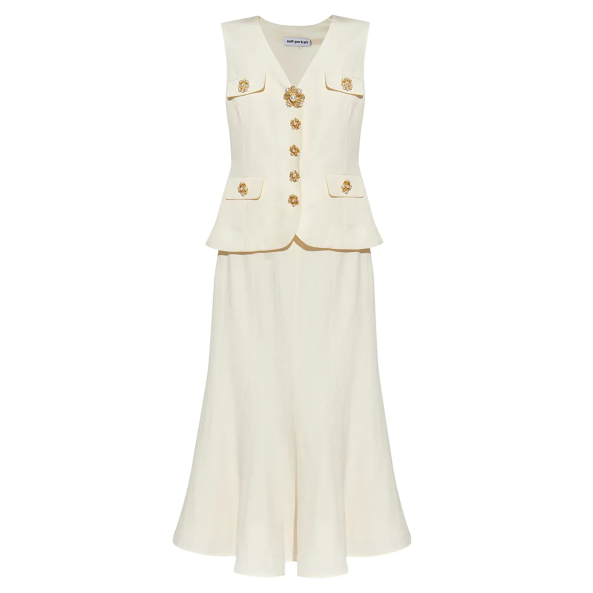 Cream Linen Midi Dress