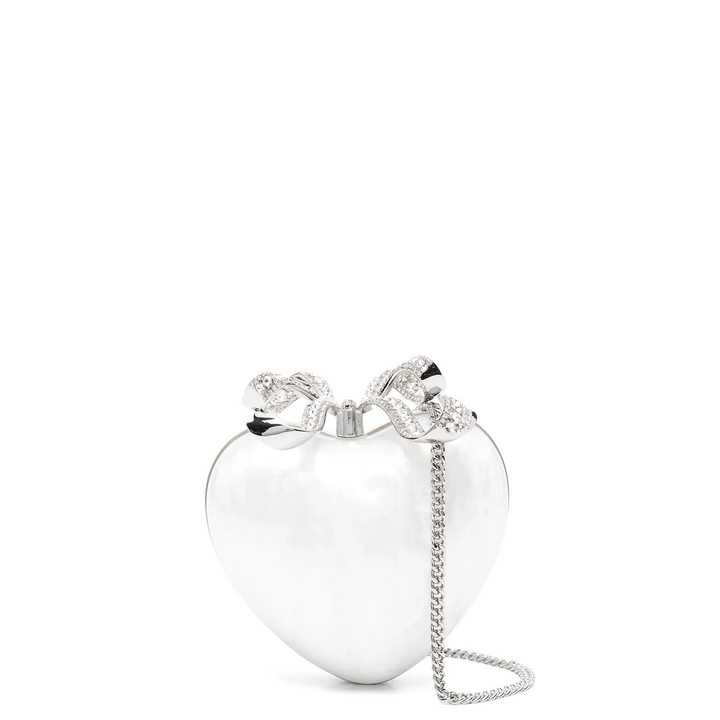 Pearl Top Handle Heart Clutch