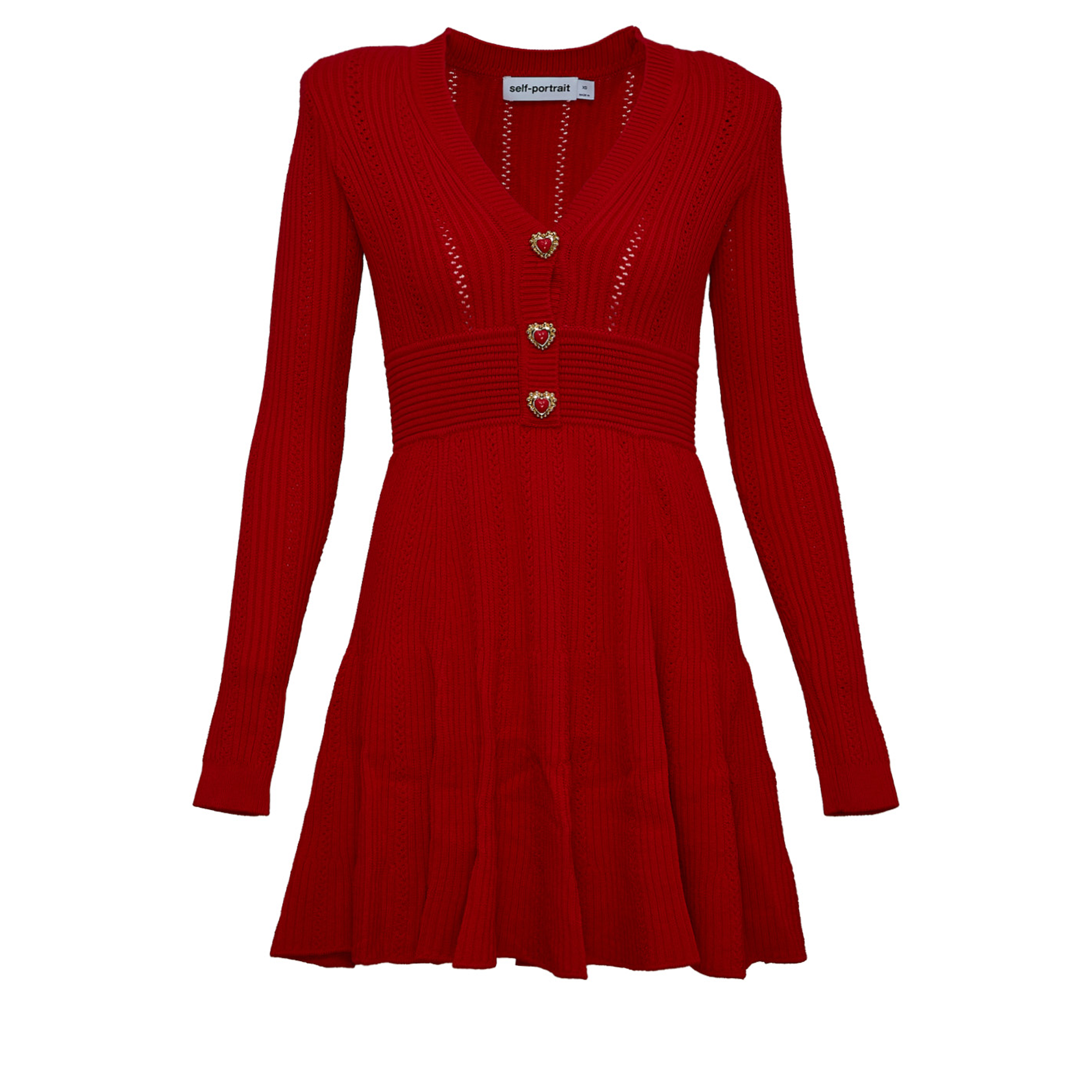 Red Pointelle Knit Mini Dress Red Pointelle Knit Mini Dress