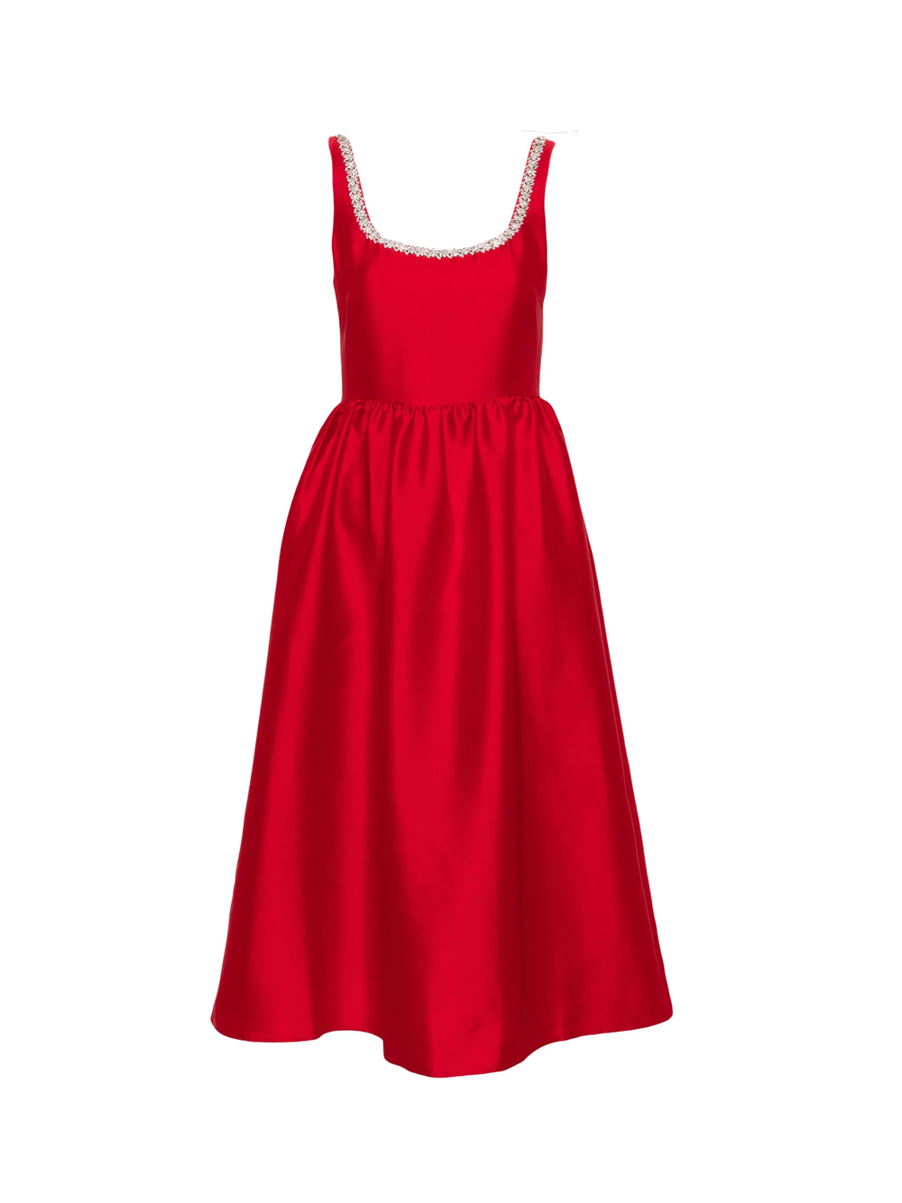 self portrait diamante midi dress Red Taffeta Diamante Midi Dress