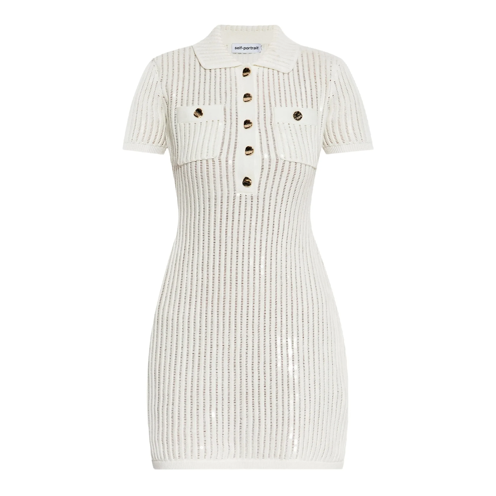 sequin crochet mini dress White Sequin Crochet Mini Dress | Self-Portrait