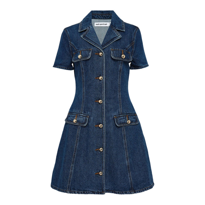 Club21 - Self-Portrait - Belted Denim Mini Dress - DENIM DRESSES - Blue