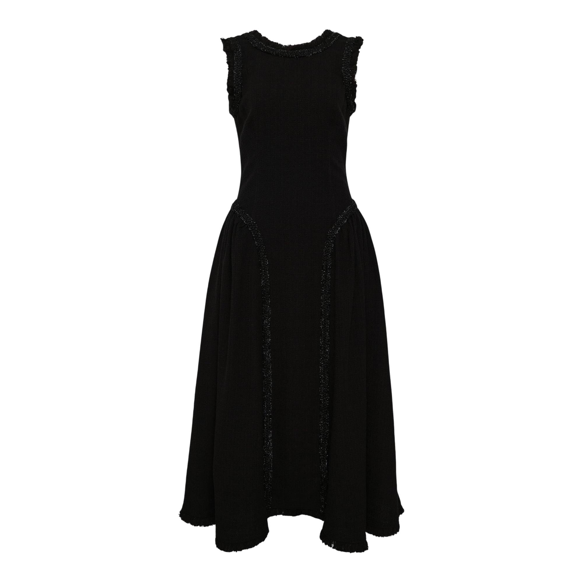 Black Boucle Sleeveless Midi Dress | Self-Portrait | Club 21  Club21.com