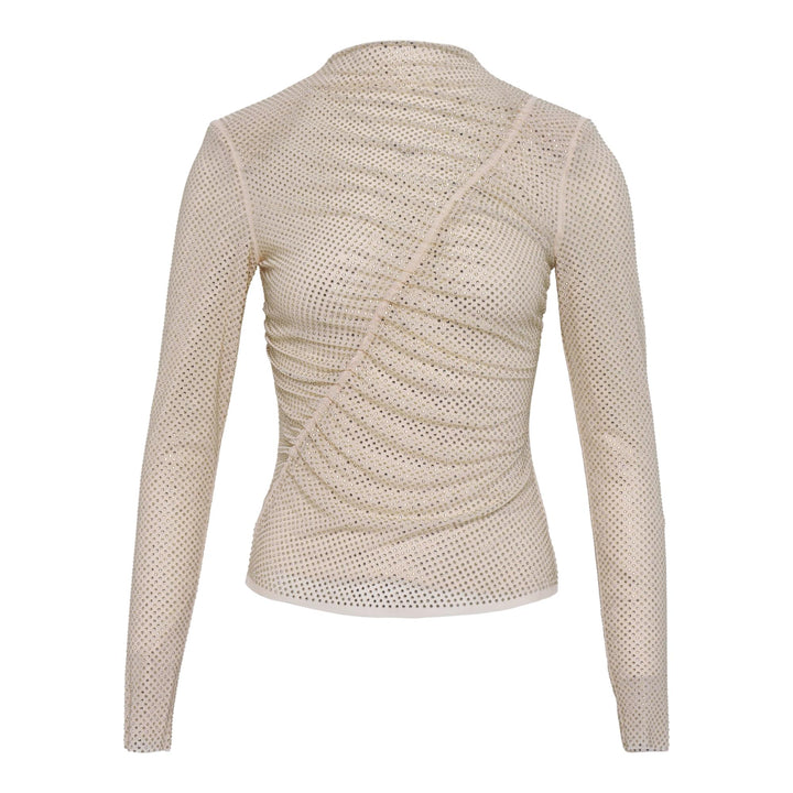 Club21 - Self-Portrait - Champagne Rhinestone Gathered Top - WOVEN TOPS - Beige