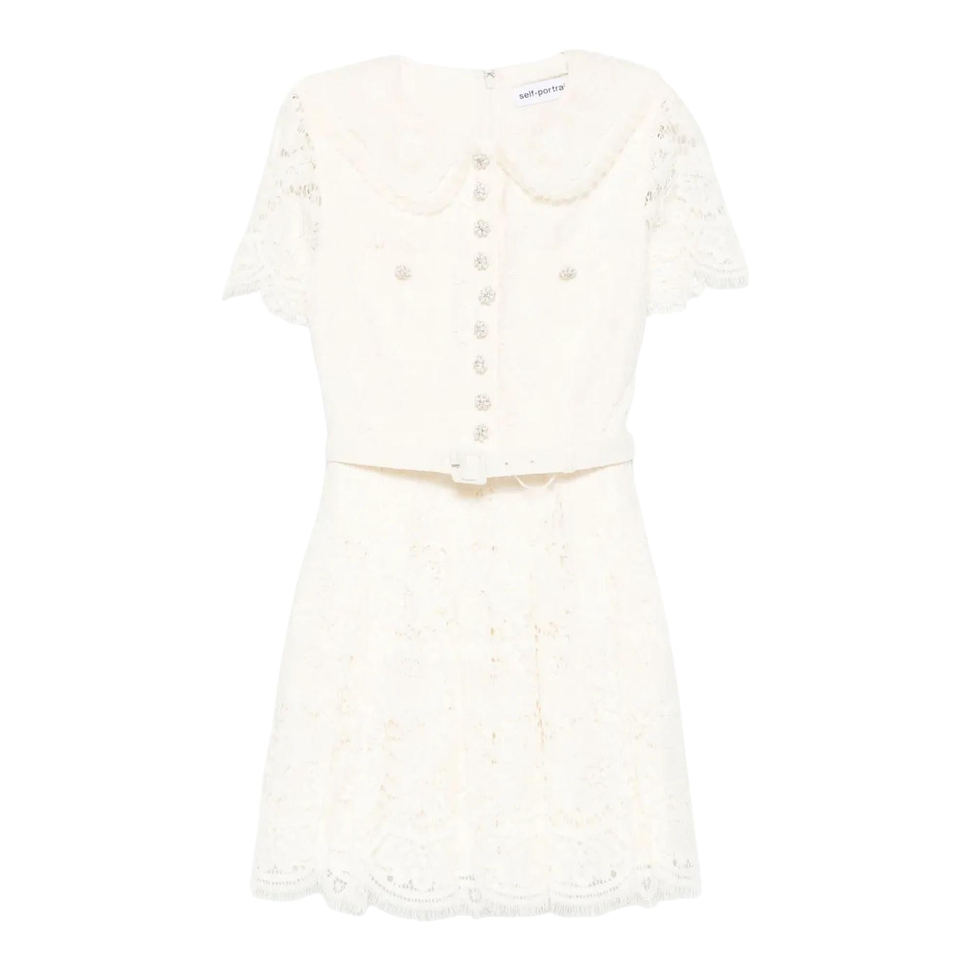 Cream Floral Lace Mini Dress | Self-Portrait