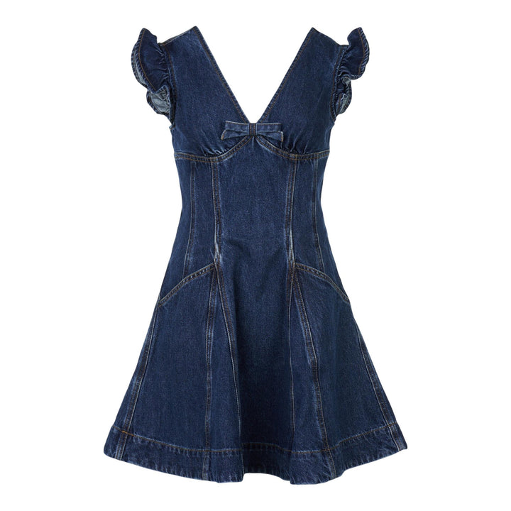 Club21 - Self-Portrait - Denim Flared Mini Dress - DRESSES - Blue