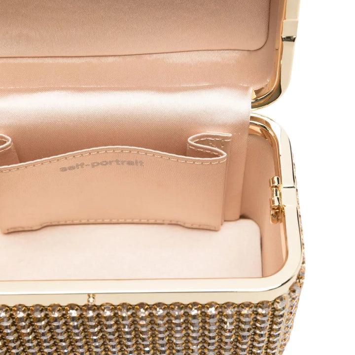 Club21 - Self-Portrait - Gold Crystal Vanity Case - HANDBAGS - Gold