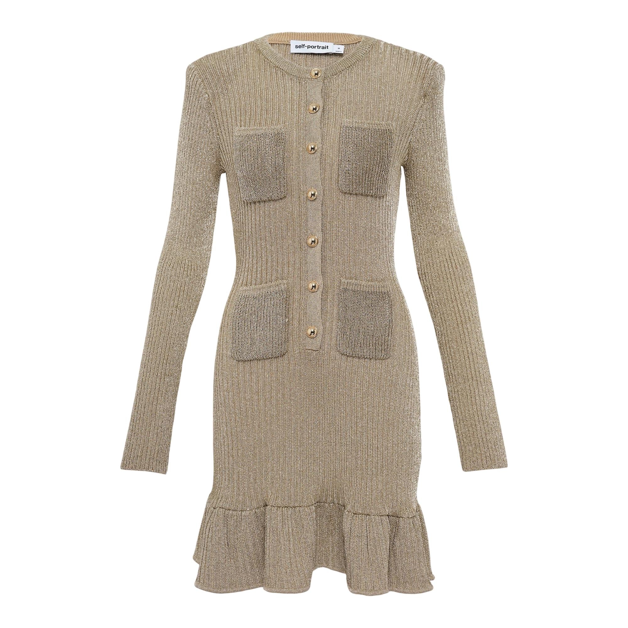 Gold Lurex Knit Mini Dress | Self-Portrait