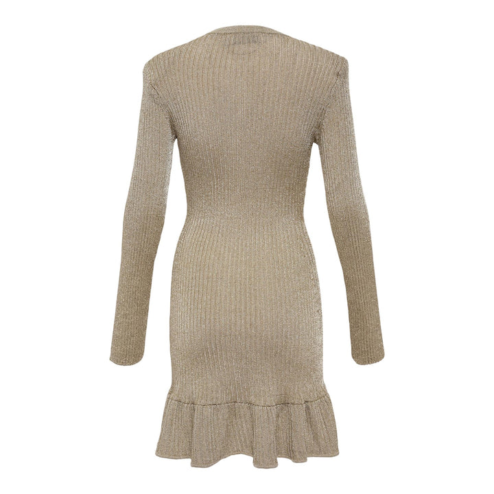Club21 - Self-Portrait - Gold Lurex Knit Mini Dress - KNIT DRESSES - Gold