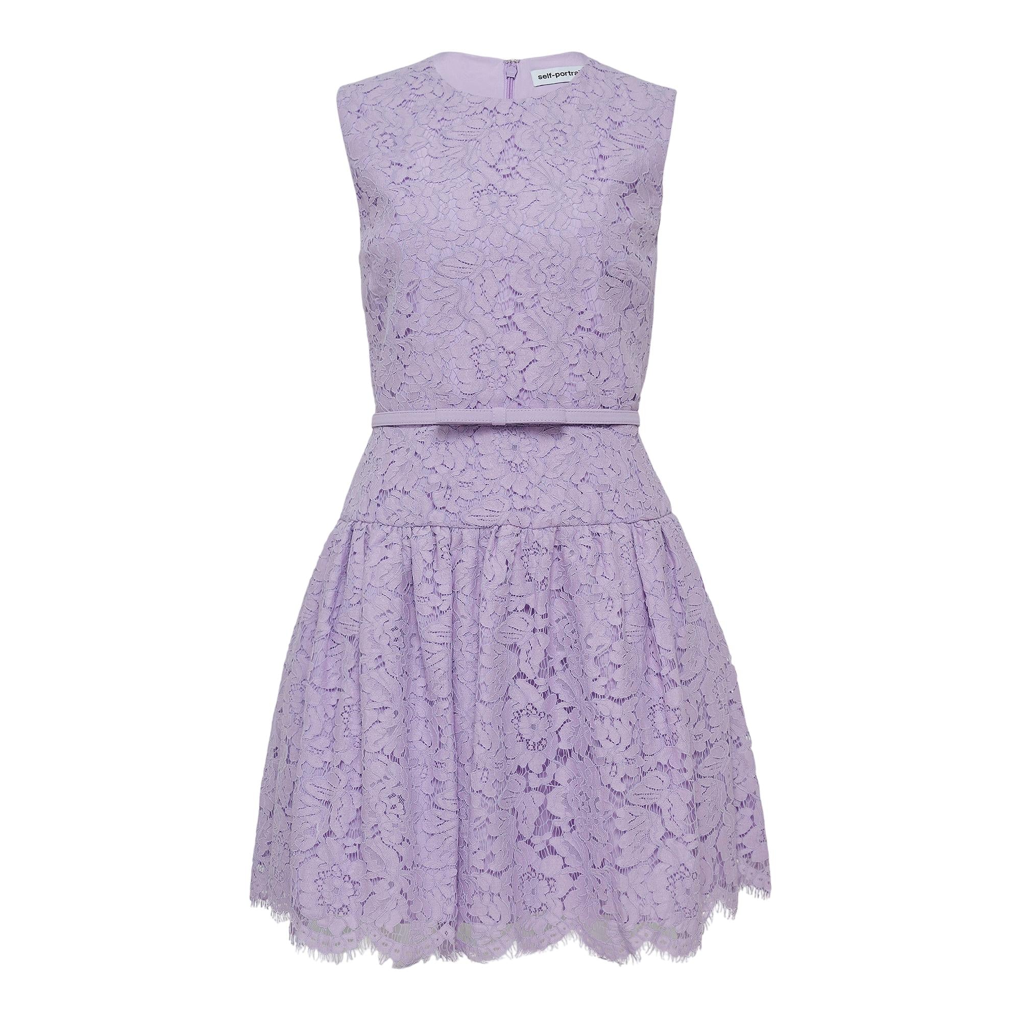 Self-Portrait Lace Sleeveless Mini Dress Lilac 12
