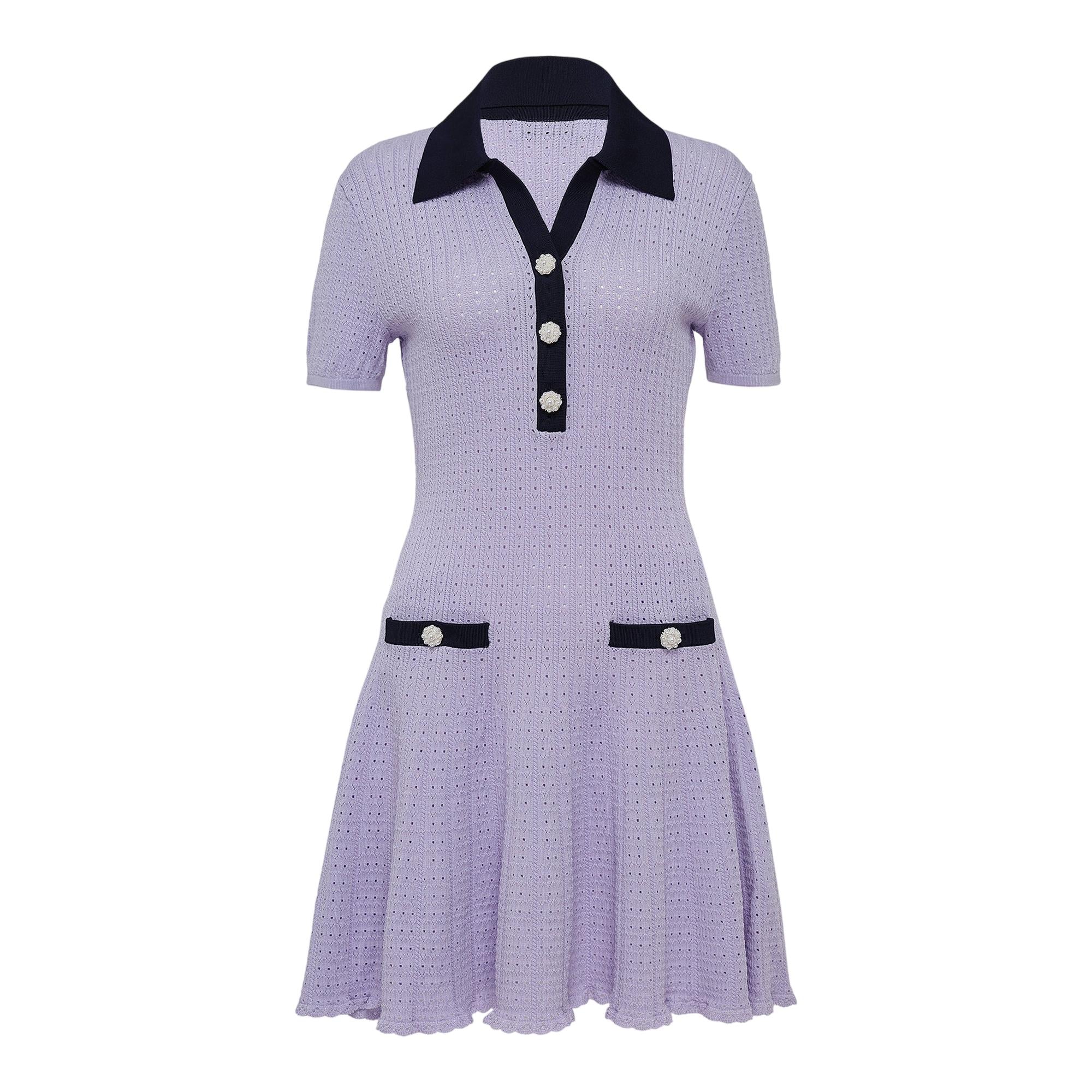 Lilac Pointelle Knit Mini Dress Lilac Pointelle Knit Mini Dress