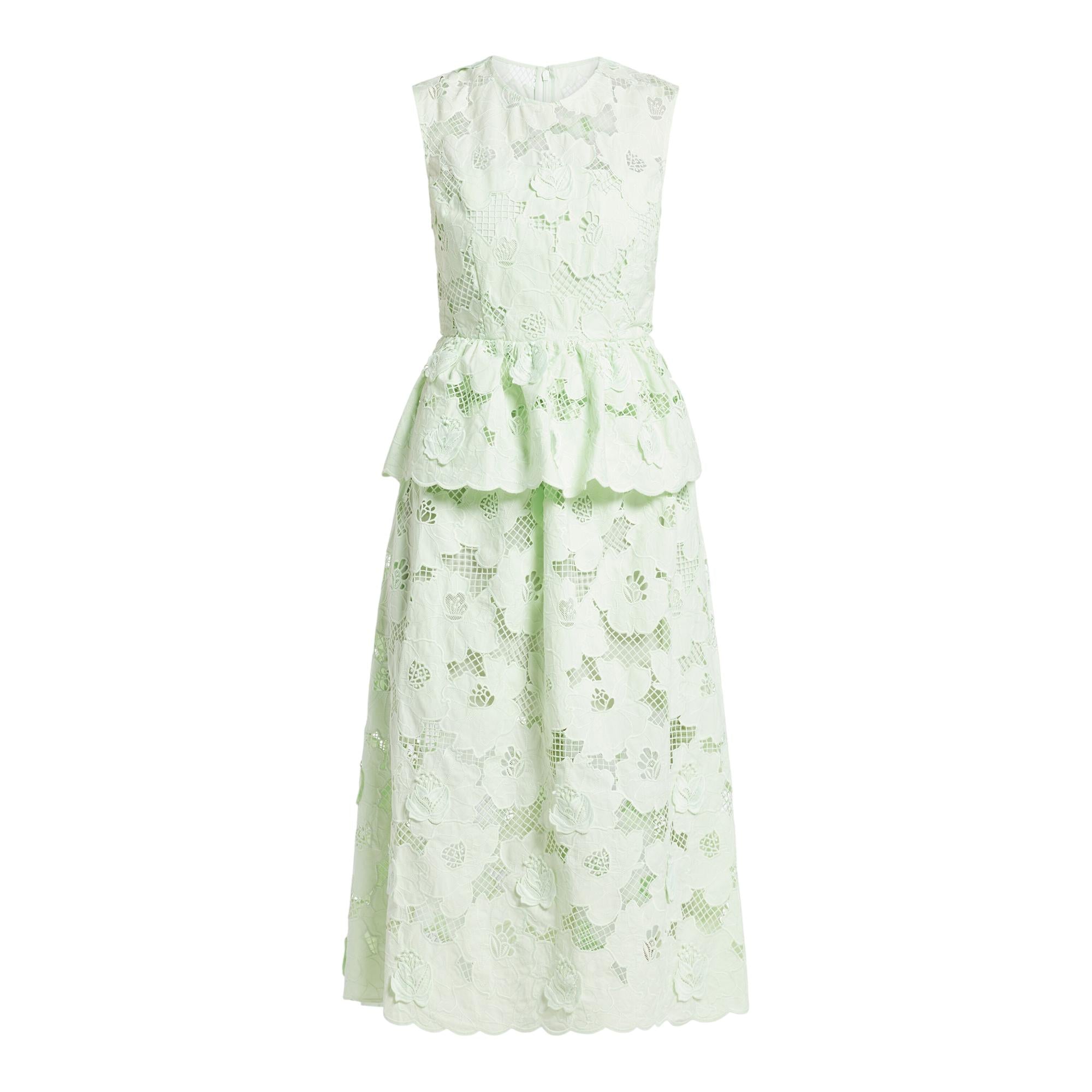Mint Cotton Lace Peplum Midi Dress – Club21.com