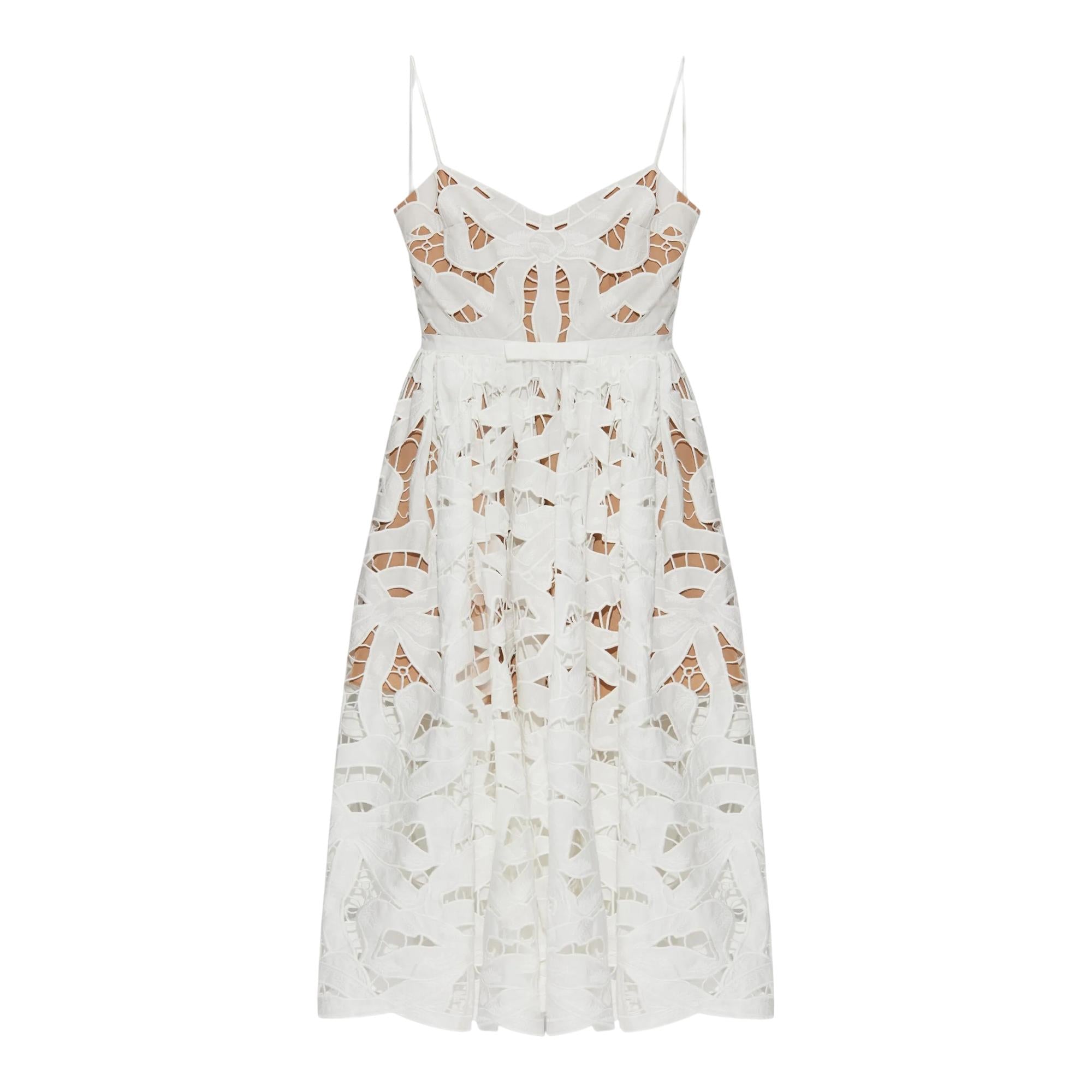 White Bow Embroidered Midi Dress White Bow Embroidered Midi Dress