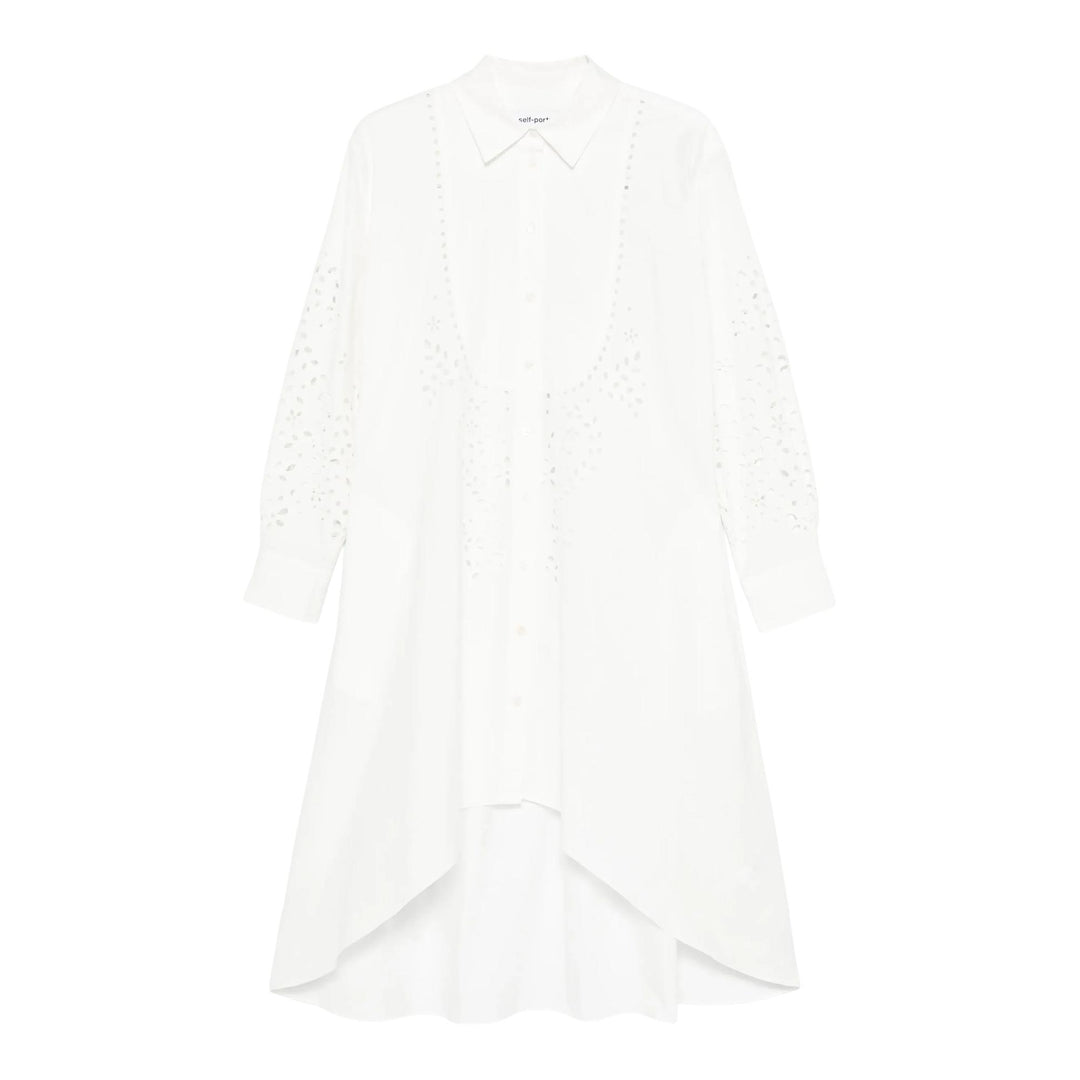 Club21 - Self-Portrait - White Cotton Embroidered Shirt - WOVEN DRESSES - White