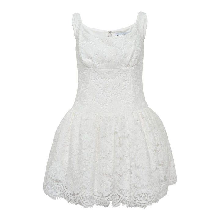 Club21 - Self-Portrait - White Floral Lace Mini Dress - WOVEN DRESSES - White