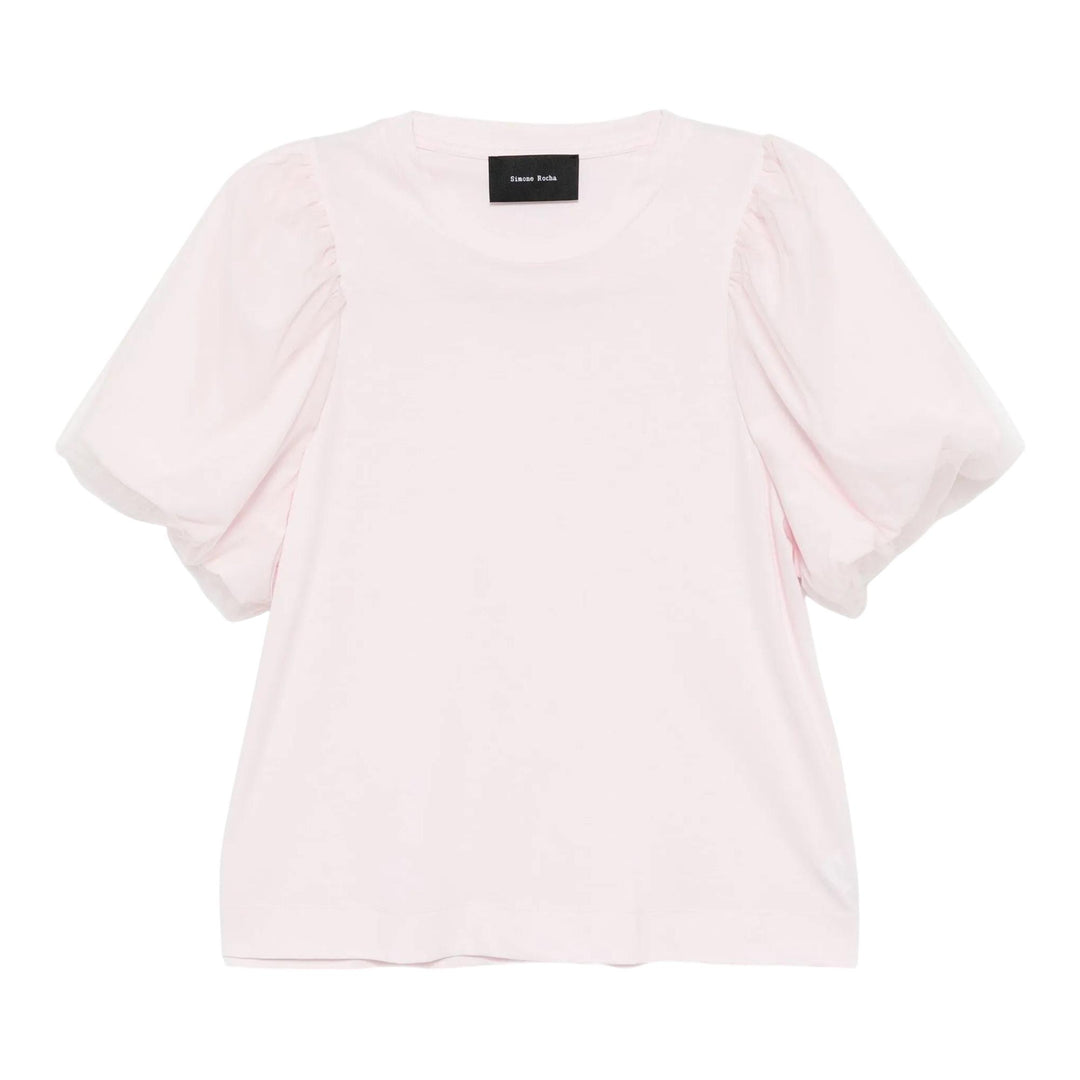 Club21 - Simone Rocha - Tulle Overlay Puff Sleeve T-Shirt - TEES - Pink
