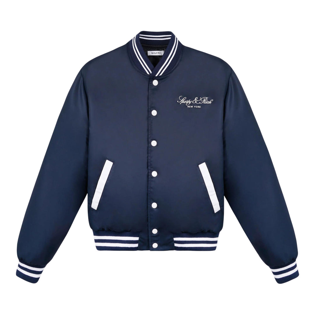 Club21 - Sporty & Rich - Wellness Boucle Varsity Jacket - JACKETS - Navy