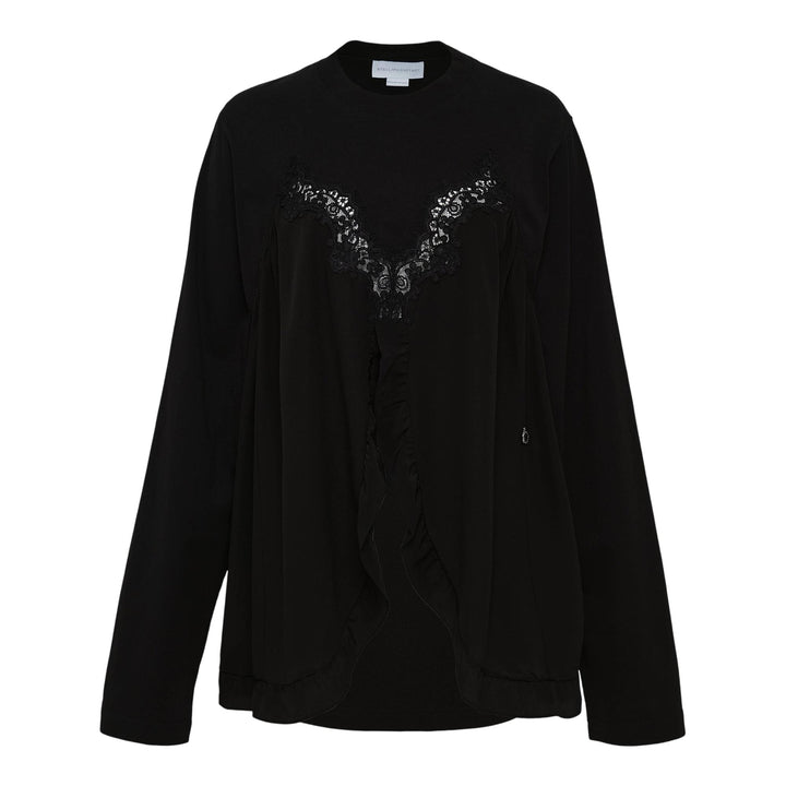 Club21 - Stella McCartney - Lingerie Lace Insert Long Sleeve Tee - TEES - Black