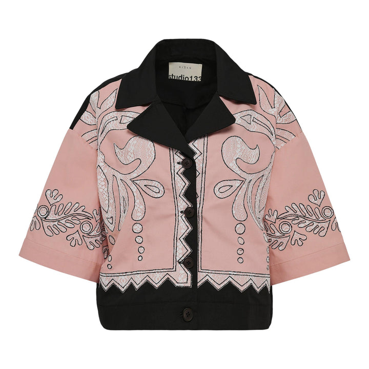 Club21 - Studio 133 Biyan - Mix Color Cotton Top With Lace Embroidered - BLOUSES - Pink