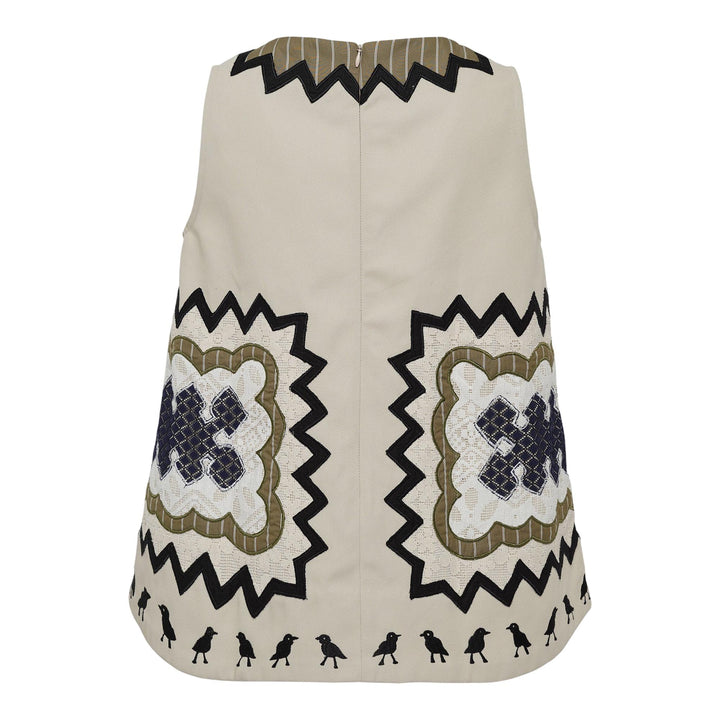 Club21 - Studio 133 Biyan - V-Neck Sleeveless Cotton Mix Top - TANK TOPS - Beige