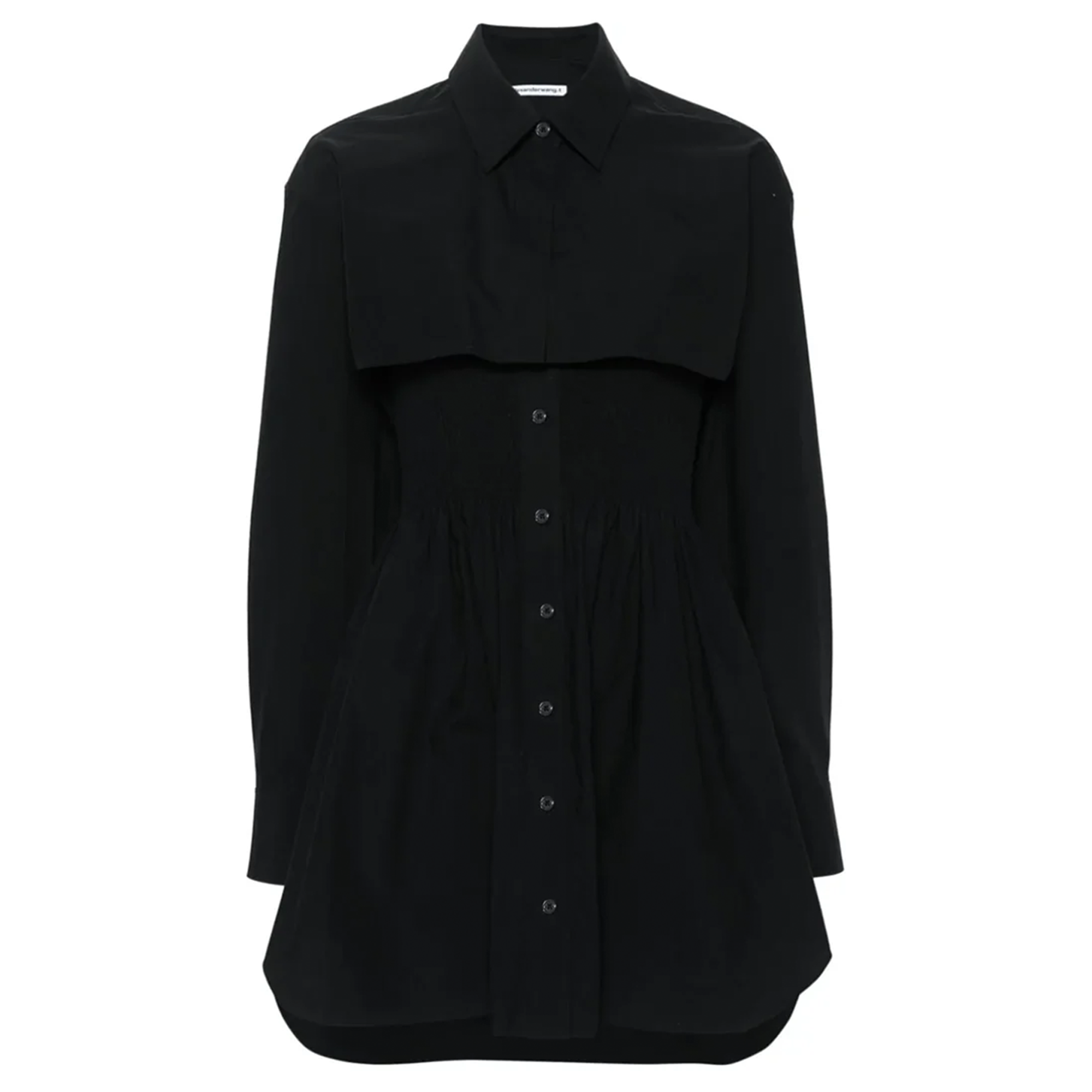 alexander wang smocked mini dress with overshirt Alexander Wang Smocked Mini Dress With Overshirt in Black