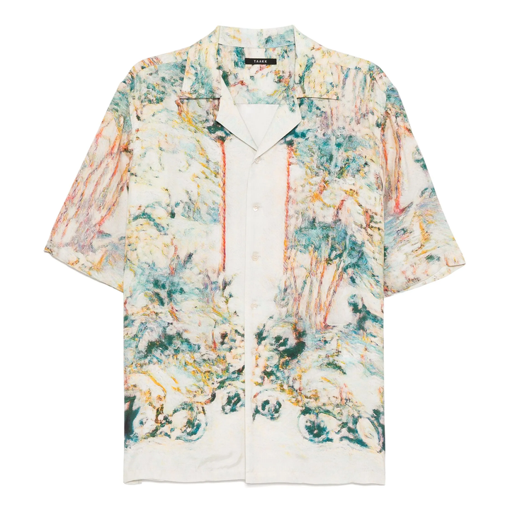 Áo sơ mi cổ mở bằng lụa