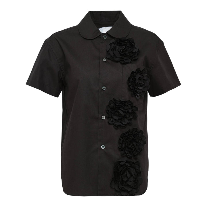 Club21 - Tao - Cotton Broad X Polyester Satin Top - BLOUSES - Black