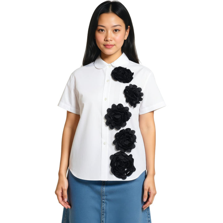 Club21 - Tao - Cotton Broad X Polyester Satin Top - BLOUSES - White