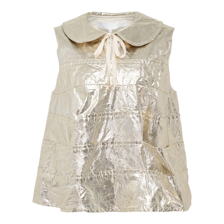 Club21 - Tao - Cotton Twill Foiled Print Top - BLOUSES - Gold