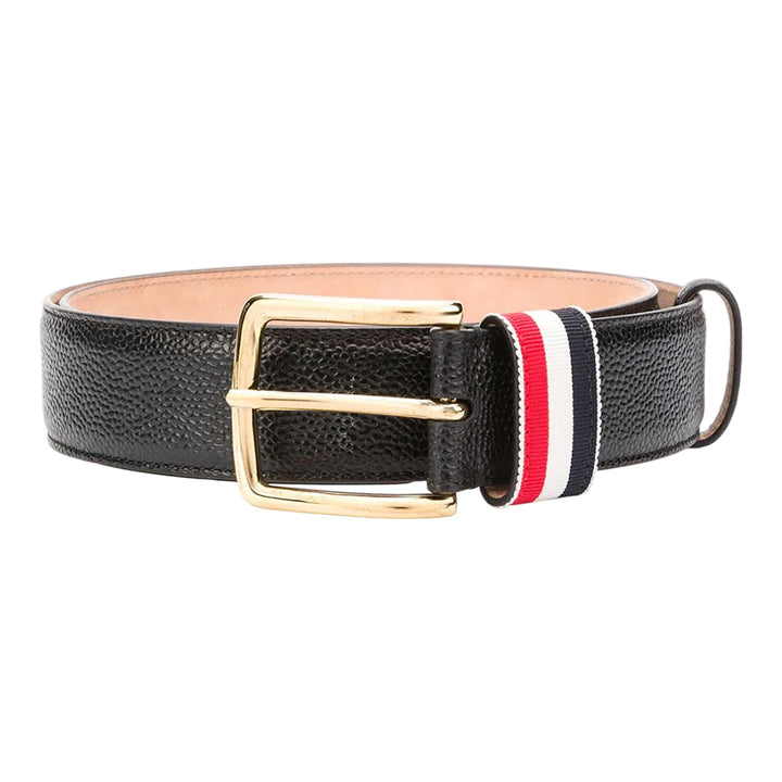 Club21 - Thom Browne - 35mm Belt With Rwb Loop In Pebble - BELTS - Black