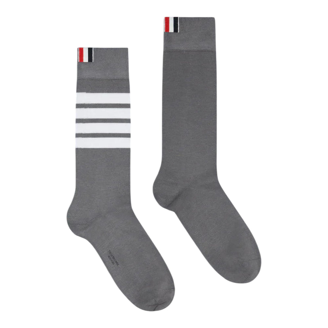 Club21 - Thom Browne - Lightweight Cotton 4-Bar Mid Calf Socks Women - SOCKS - Grey