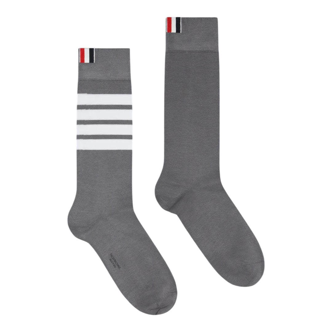 Club21 - Thom Browne - Lightweight Cotton 4-Bar Mid Calf Socks Women - SOCKS - Grey