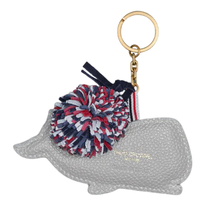 Club21 - Thom Browne - Pebble Grain Leather Rwb-Pom Pom Whale Keyring Men - KEYRINGS - Light Grey