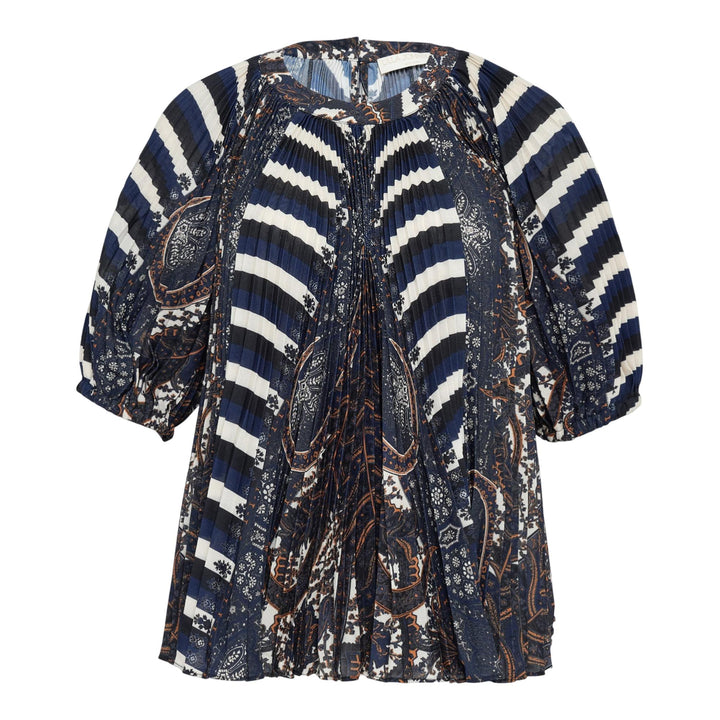 Club21 - Ulla Johnson - Dafne Pleated Short Sleeve Blouse - BLOUSES - Black