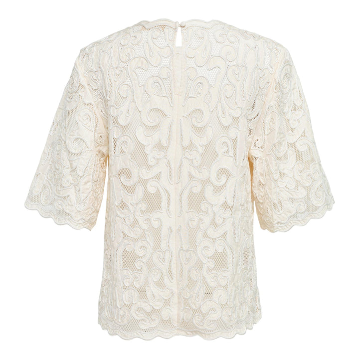 Club21 - Ulla Johnson - Tasia Applique Short Sleeve Top - WOVEN TOPS - Off-White