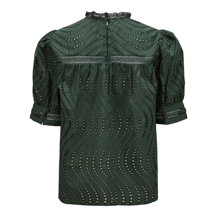 Club21 - Ulla Johnson - Virginia Lace Collar Short Sleeve Blouse - BLOUSES - Green