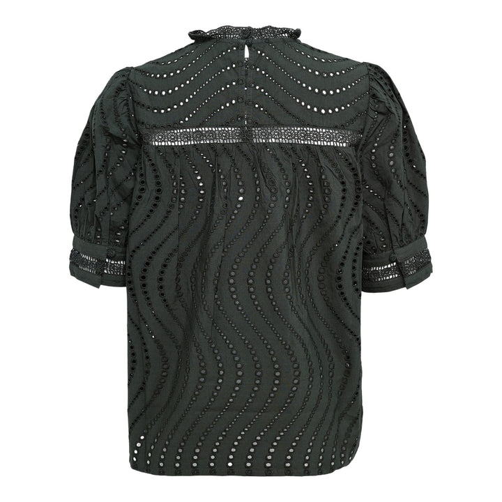 Club21 - Ulla Johnson - Virginia Lace Collar Short Sleeve Blouse - BLOUSES - Green